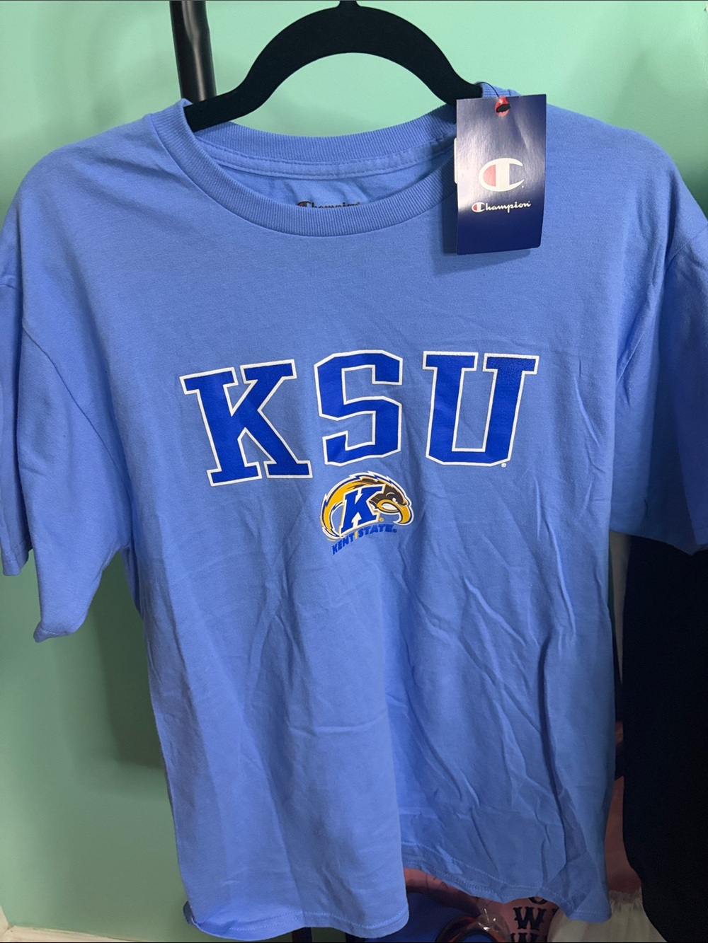 Champion Light Blue KSU Short Sleeve Tee with Logo